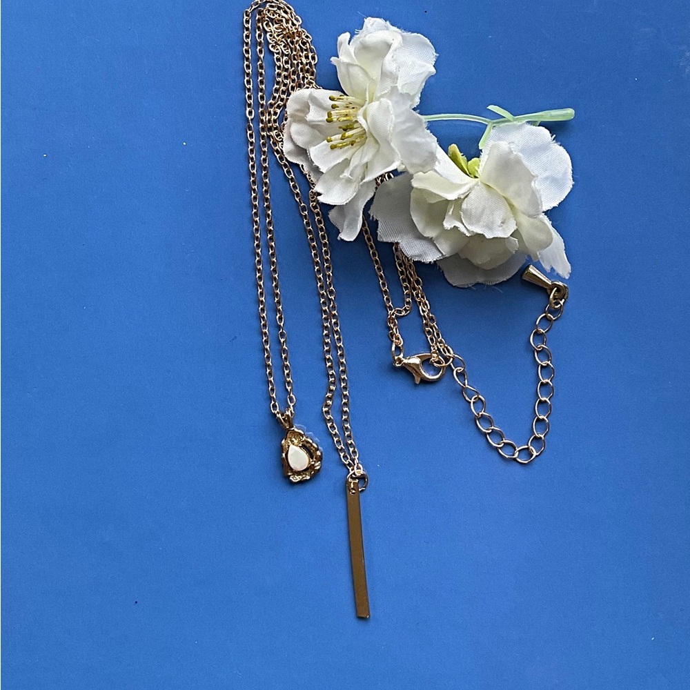 SALE..Double Chain OpalNecklace. Only One - Picture 2 of 9